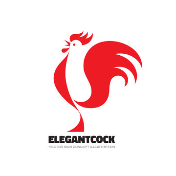 Elegant cock - rooster vector logo concept illustration. Bird cock minimal illustration. Rooster vector logo. Vector logo template. Cock design element.