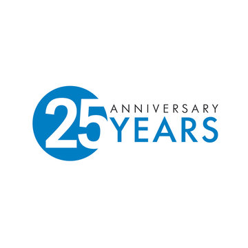 25 years logo. Template logo 25th anniversary with a circle and the number 25 in it and labeled the anniversary year