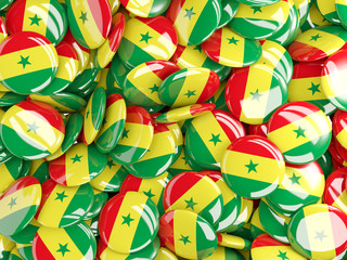 Background with round pins with flag of senegal