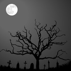 alter knorriger Baum - alter Friedhof bei Nacht - Heeloween - old gnarled tree - old cemetery at night