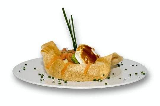 Crujiente salm&oacute;n y queso de cabra caramelizado