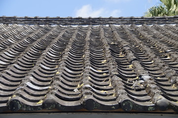 Old style of roof tile closeup in Taiwan 