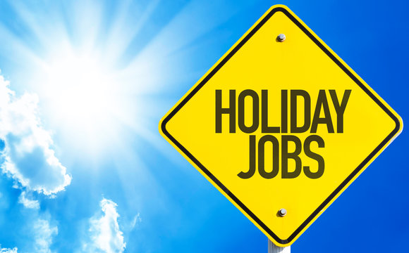 Holiday Jobs sign with sky background