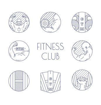 thin line of fitness icons