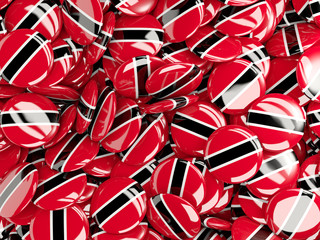 Background with round pins with flag of trinidad and tobago