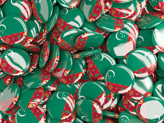 Background with round pins with flag of turkmenistan