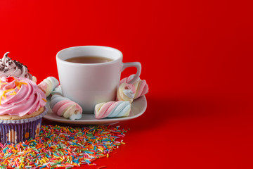 Colored twisted marshmallow wit space for text