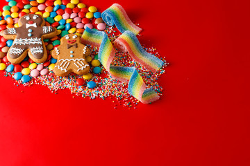 Colored sweet ribbon on brigth background
