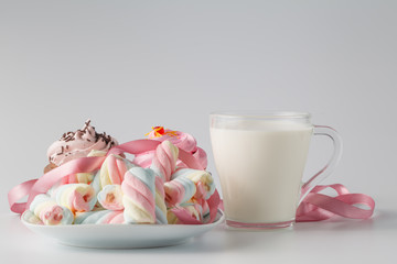 Sweet breakfast decoration with milk