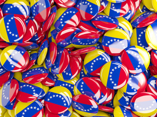 Fototapeta na wymiar Background with round pins with flag of venezuela