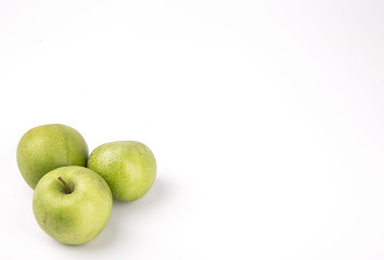 Sour apples isolated on white background..