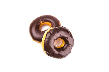 Chocolate donuts isolated on white background
