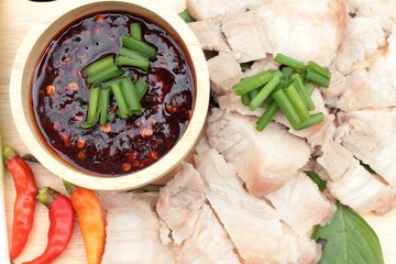 Pork belly boiled spicy sauce.