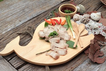 Pork belly boiled spicy sauce.