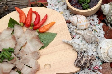 Pork belly boiled spicy sauce.