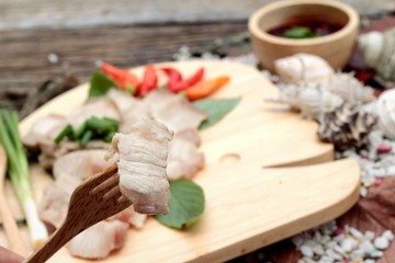 Pork belly boiled spicy sauce.