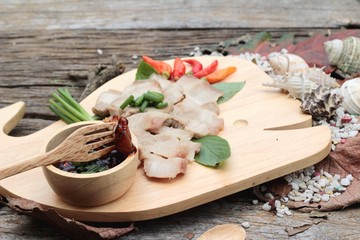 Pork belly boiled spicy sauce.