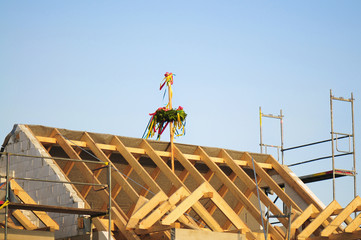 Dachstuhl - Einfamilienhaus - Baustelle 