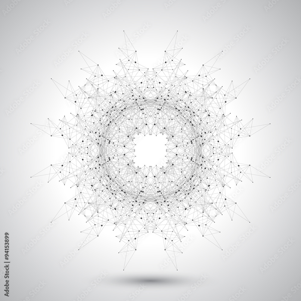 Poster Geometric abstract form with connected lines and dots