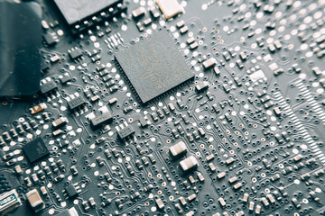 Printed Circuit Board with electrical components.