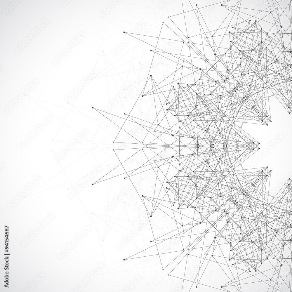Poster Geometric abstract form with connected lines and dots