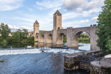 Fototapeta na wymiar Pont Valantre in Cahors France, on the Camino to Santiago de Compostela