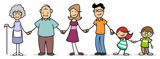 Große Familie mit Großeltern und Kindern