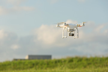 Camera Drone Flying in Sky