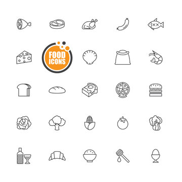 Food icons line set