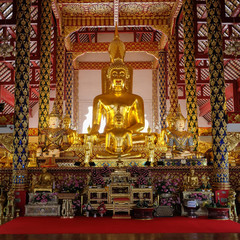 golden buddha statue in wat suan dok temple, chiang mai