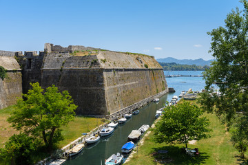 The great and impressive walls of Corfu Old Fortress, Corfu Island, Greece.