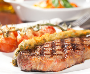 barbecue with sauce and vegetables