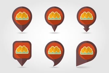 Chicken eggs in a tray flat mapping pin icon