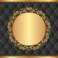 black background with golden floral frame