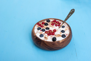 breakfast with muesli and yogurt