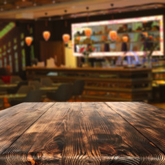 wooden desk space and bar 