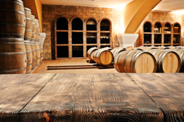 table and barrels 