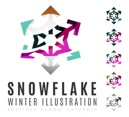 Fototapeta premium Set of abstract colorful snowflake logo icons, winter concepts