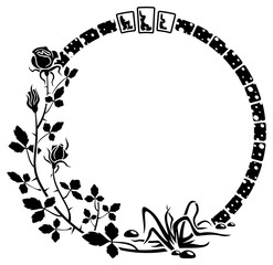 Round elegant frame with roses