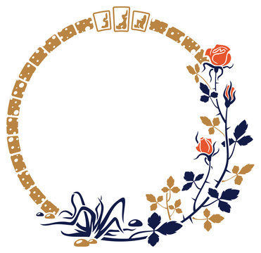 Round elegant frame with roses
