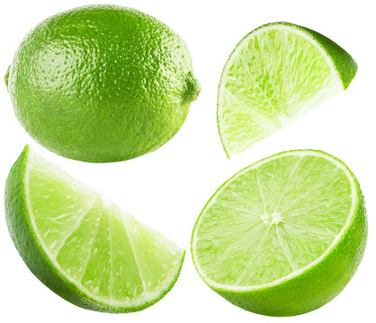collection of lime isolated on the white background