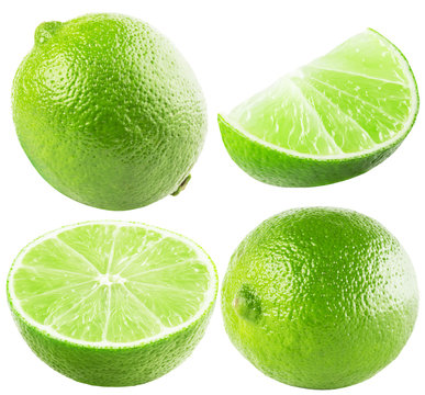 collection of lime isolated on the white background