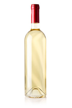 bottle of white wine isolated on the white background