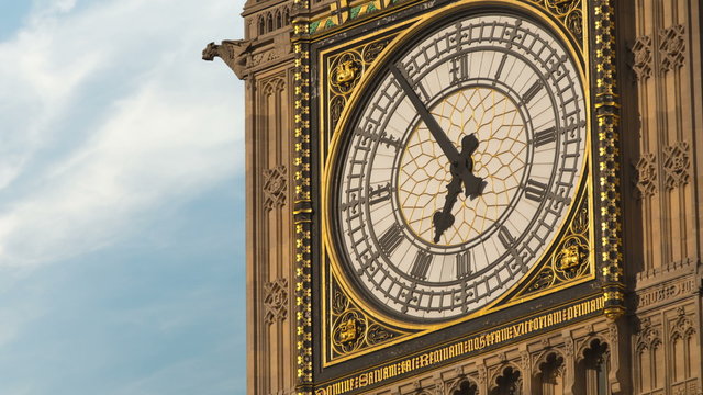 Time-lapse close up of Big Ben clock face at the Houses of Parliament, London, United Kingdom 