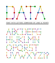 Font with letters composed of lines and points 