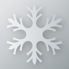 One snowflake over gray background with dropped shadow.