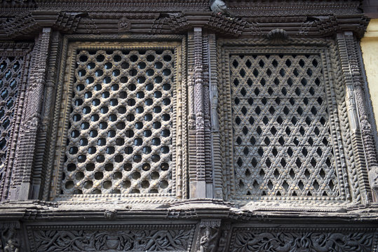 Hindu wood window