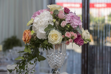 Wedding arrangement with various flowers