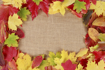 Naklejka na ściany i meble Rahmen aus bunten Herbstblättern