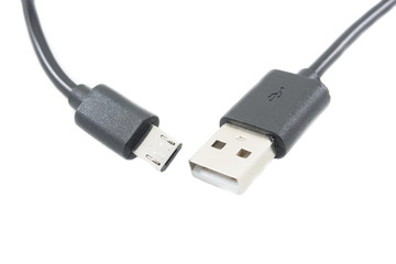 micro usb cable on white background
